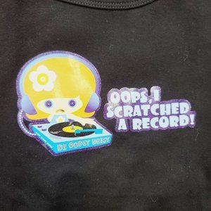 Vintage Oopsy Daisy Tshirt, Oopsy I Scratched A Record, Womens, Black, Large